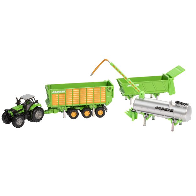 Imagem de Trator de brincar DEUTZ-FAHR Agrotron com conjunto de reboques Joskin